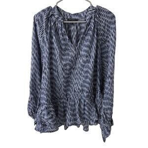 Banana Republic Tiered Ruffled Blouse Blue/White - Large